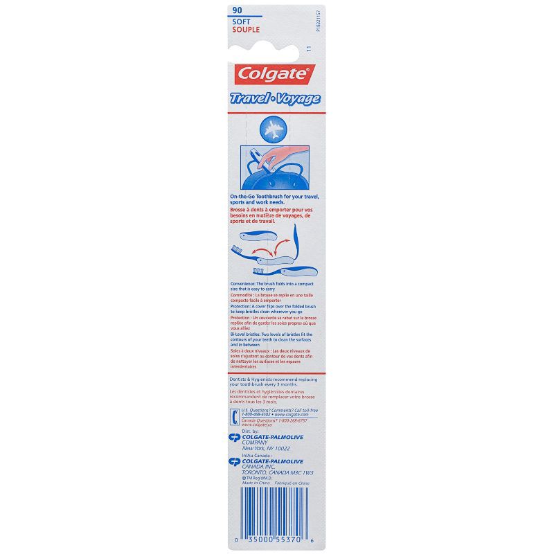 slide 2 of 4, Colgate Travel Toothbrush in Foldable Compact Size with Cover - Soft - Trial Size, 1 ct