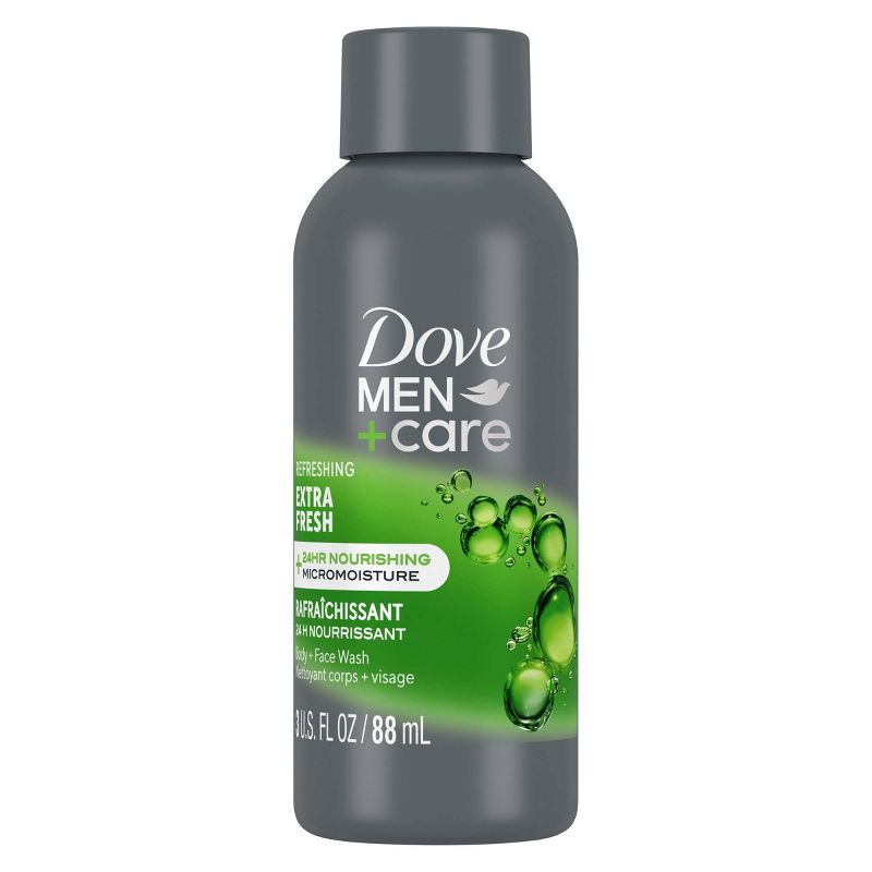 slide 2 of 8, Dove Men+Care Body and Face Wash - Extra Fresh - Travel Size - 3 fl oz, 3 fl oz