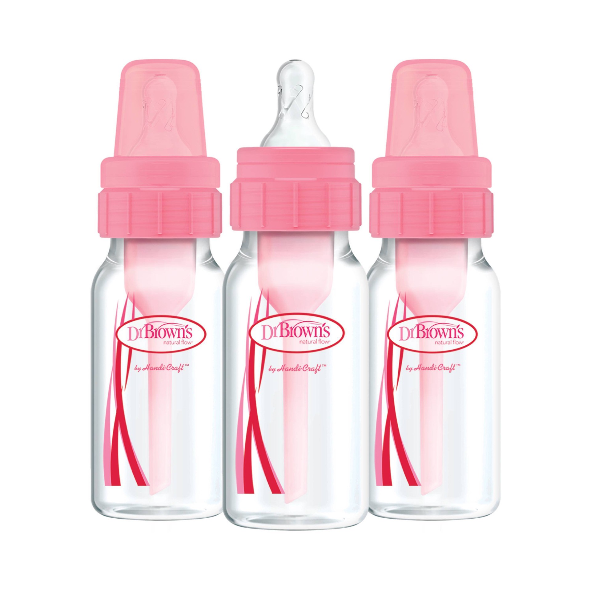 slide 1 of 7, Dr. Brown's Natural Flow Anti-Colic Baby Bottle - Pink - 4oz/3pk, 3 ct; 4 oz