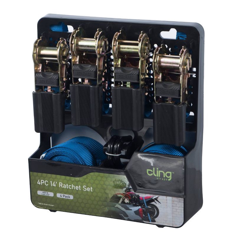 slide 2 of 3, Cling 4pk Ratchet Set - 14' Length 600lbs., 4 ct, 600 lb