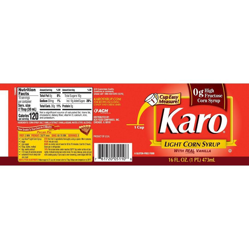 slide 2 of 3, Karo Light Corn Syrup with Real Vanilla - 16 fl oz, 16 fl oz