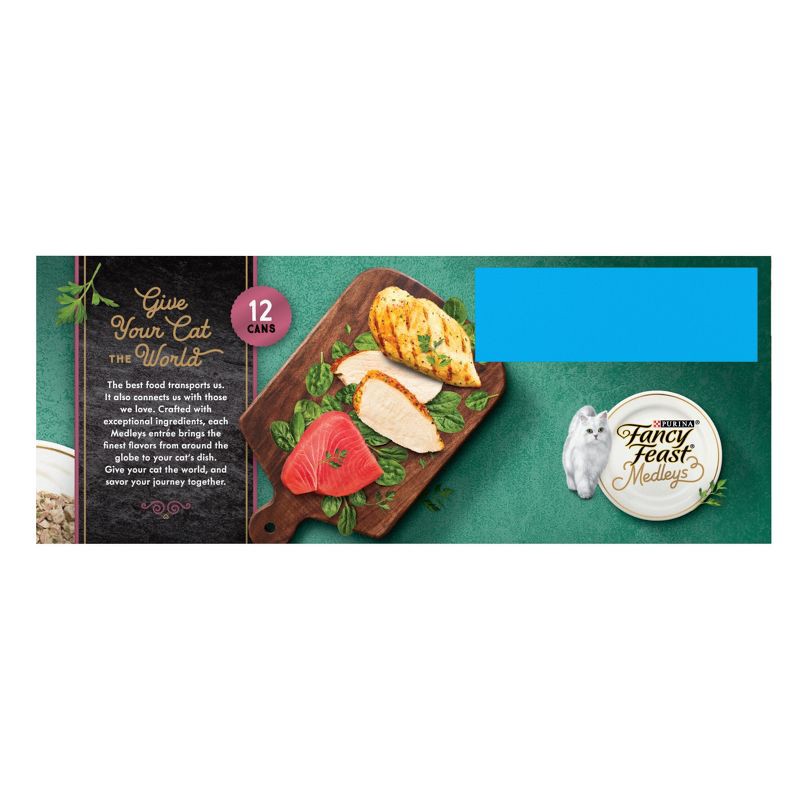 slide 2 of 11, Purina Fancy Feast Medleys Gourmet withTuna,Chicken and Turkey in a Delicate Sauce Florentine Collection Wet Cat Food - 3oz/12ct Variety Pack, 12 ct; 3 oz