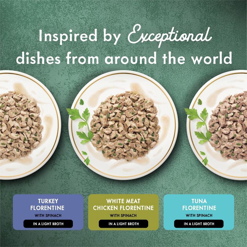 slide 4 of 11, Purina Fancy Feast Medleys Gourmet withTuna,Chicken and Turkey in a Delicate Sauce Florentine Collection Wet Cat Food - 3oz/12ct Variety Pack, 12 ct; 3 oz