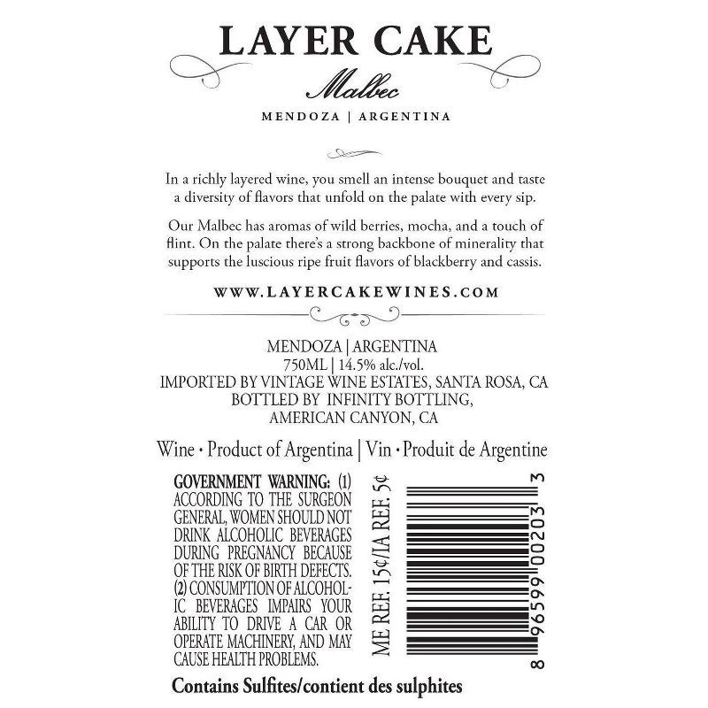 slide 5 of 5, Layer Cake Wines Layer Cake Malbec Red Wine - 750ml Bottle, 750 ml