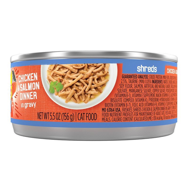 slide 5 of 5, Purina Friskies Shreds Wet Cat Food Chicken & Salmon Dinner In Gravy - 5.5oz, 5.5 oz