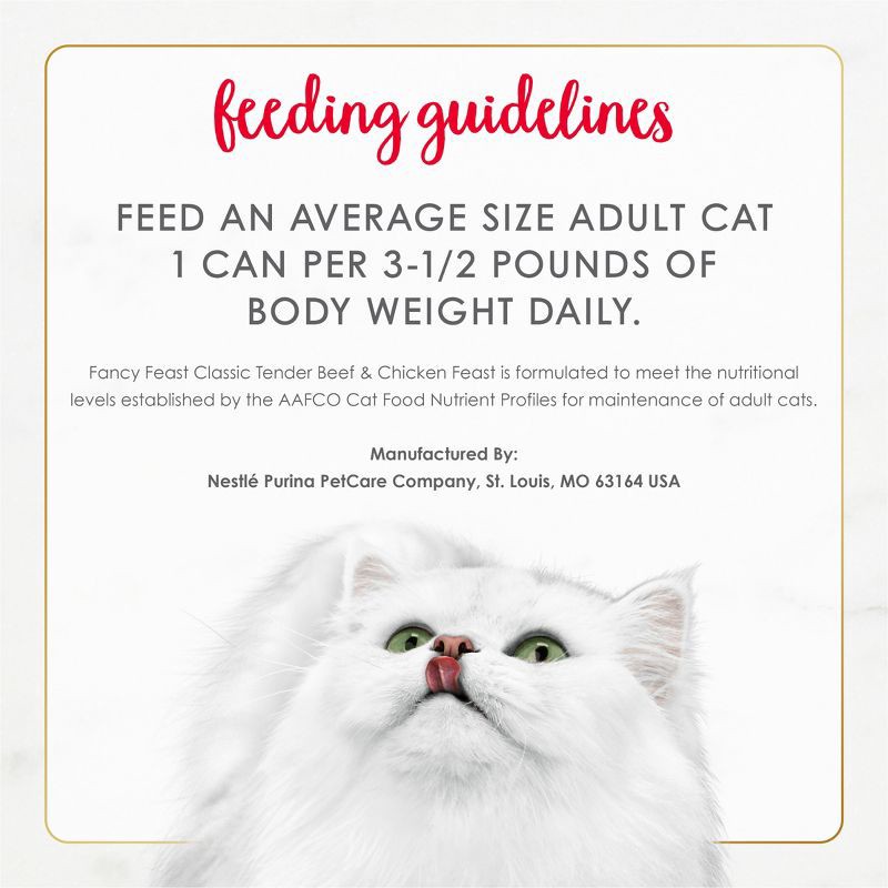 slide 8 of 9, Purina Fancy Feast Classic Paté Gourmet Wet Cat Food Tender Beef & Chicken Feast - 3oz, 3 oz