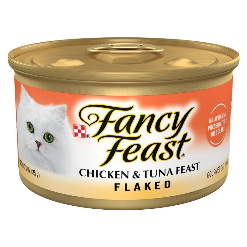 slide 1 of 10, Purina Fancy Feast Chicken & Tuna Flavor Flaked Wet Cat Food - 3oz, 3 oz