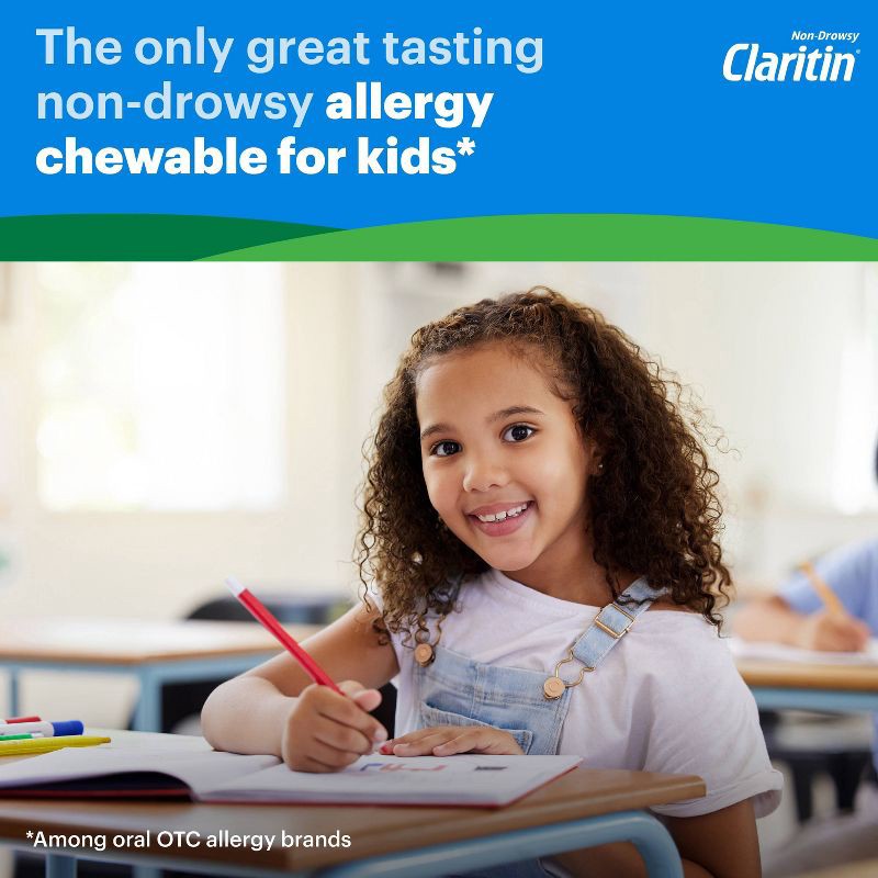 slide 4 of 9, Children's Claritin Loratadine Allergy Relief 24 Hour Non-Drowsy Grape Chewable Tablets - 30ct, 30 ct