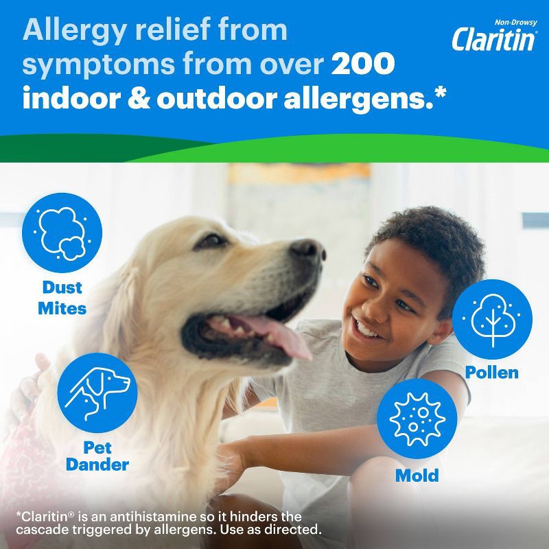 slide 5 of 9, Children's Claritin Loratadine Allergy Relief 24 Hour Non-Drowsy Grape Chewable Tablets - 30ct, 30 ct