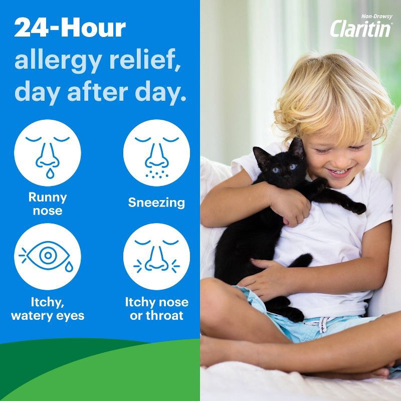 slide 7 of 9, Children's Claritin Loratadine Allergy Relief 24 Hour Non-Drowsy Grape Chewable Tablets - 30ct, 30 ct