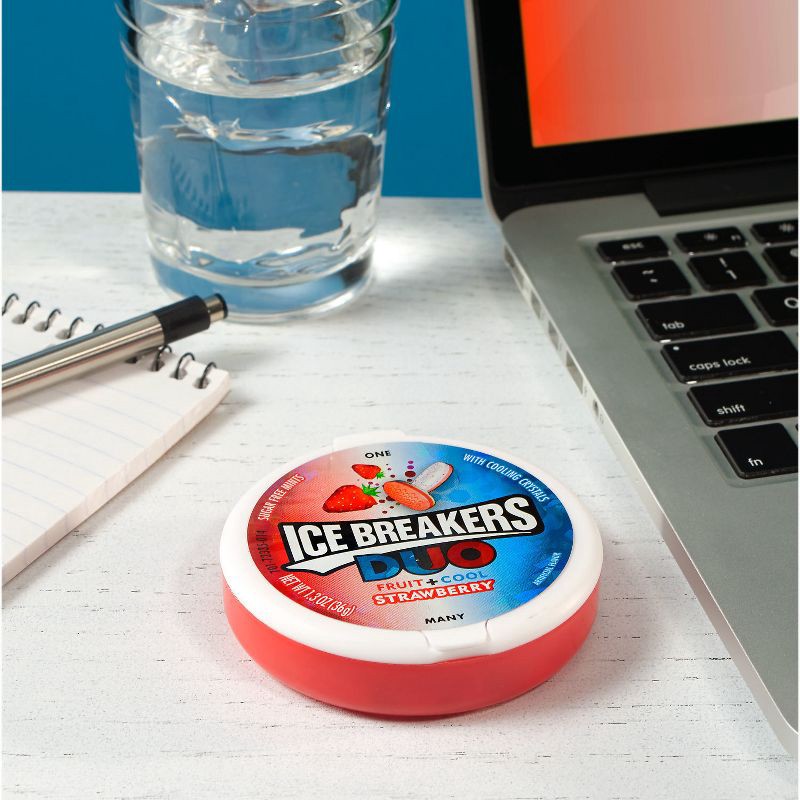 slide 2 of 6, Ice Breakers Duo Strawberry Sugar Free Mint Candies - 1.3oz, 1.3 oz