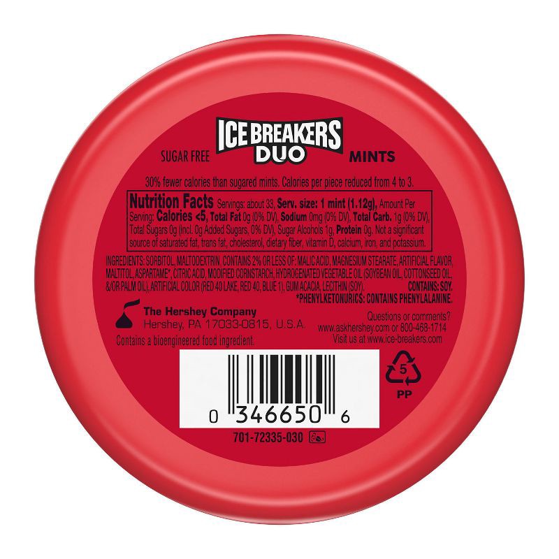 slide 4 of 7, Ice Breakers Duo Strawberry Sugar Free Mint Candies - 1.3oz, 1.3 oz