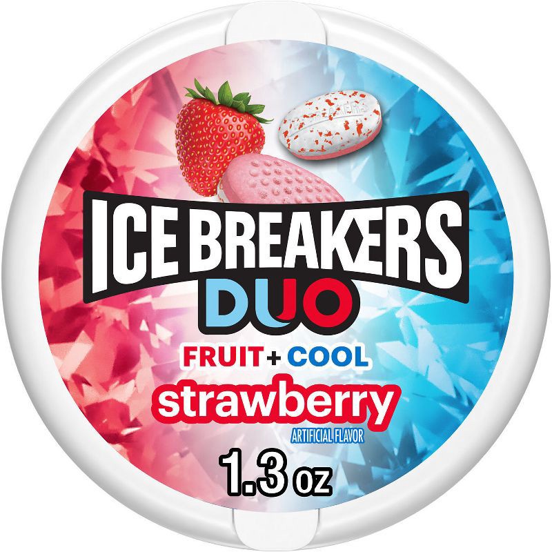 slide 1 of 7, Ice Breakers Duo Strawberry Sugar Free Mint Candies - 1.3oz, 1.3 oz