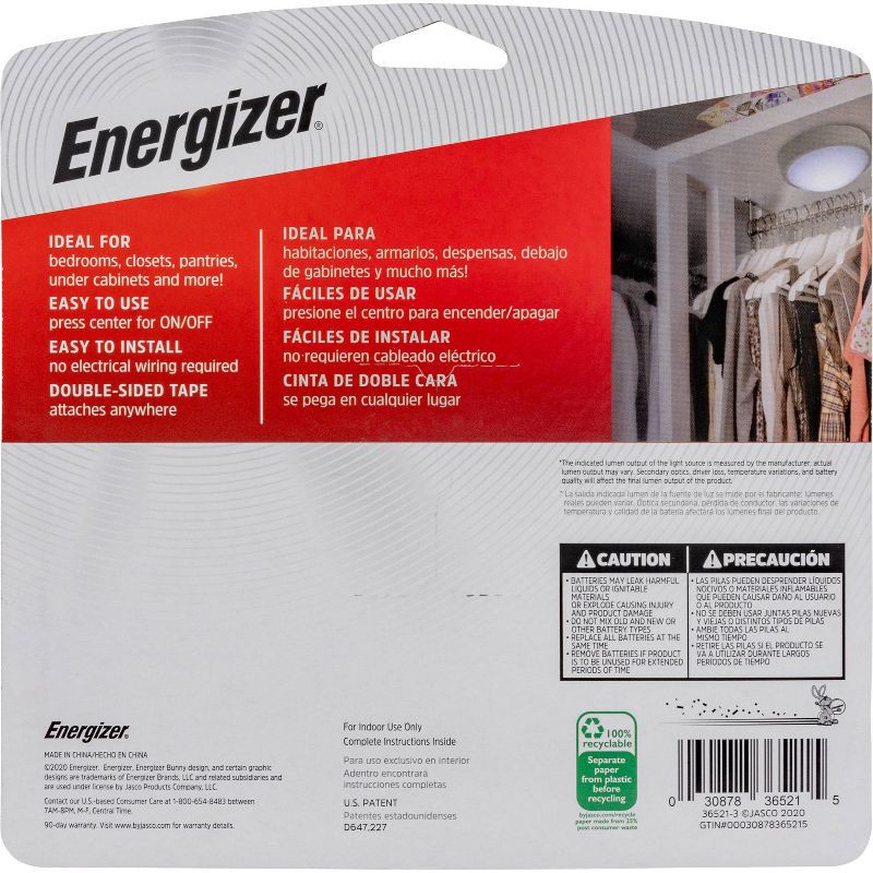 slide 4 of 10, Energizer Tap LED Moon Cabinet Lights: Stick On Touch Light for Closet, Battery Operated, White, 100-Hour Run Time, 1 ct