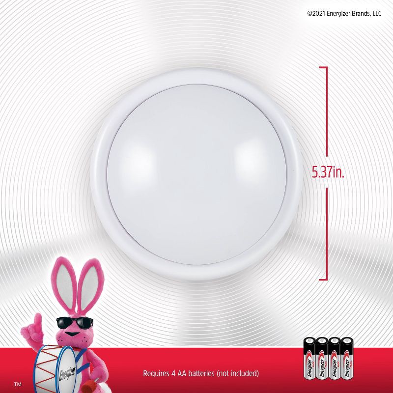 slide 10 of 10, Energizer Tap LED Moon Cabinet Lights: Stick On Touch Light for Closet, Battery Operated, White, 100-Hour Run Time, 1 ct