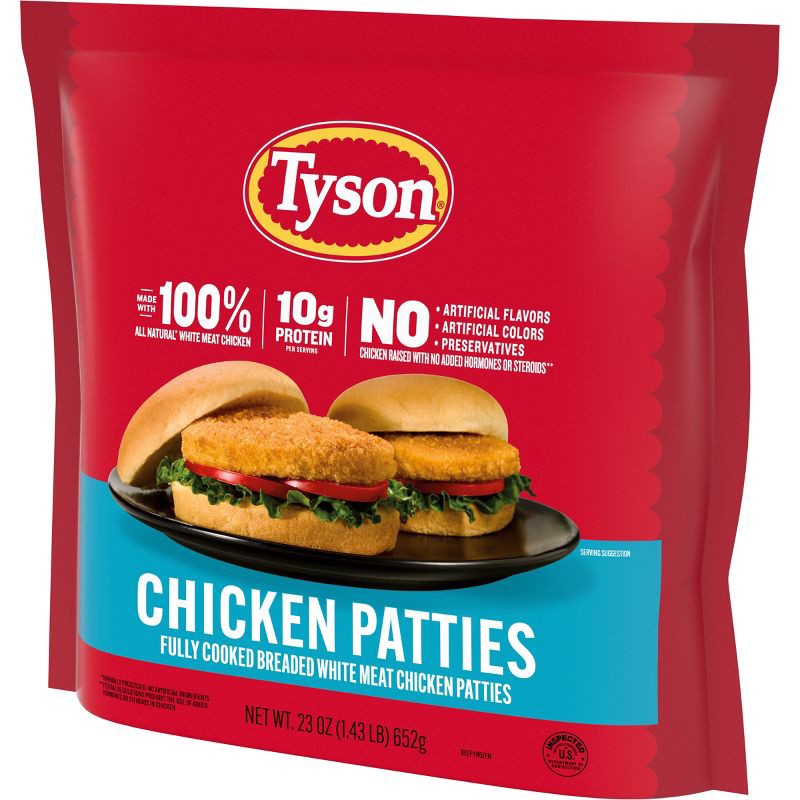 slide 10 of 14, Tyson All Natural Chicken Breast Patties - Frozen - 23oz, 23 oz