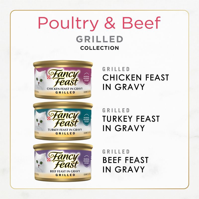 slide 4 of 12, Purina Fancy Feast Grilled Variety Pack with Chicken, Turkey & Beef Flavor Wet Cat Food Cans - 3oz/24ct, 24 ct; 3 oz