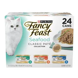 Purina Fancy Feast Seafood Classic Paté Variety Pack Tuna, Salmon, Fish & Shrimp Flavor Wet Cat Food Cans - 3oz/24ct