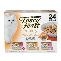 Purina Fancy Feast Poultry Favorites Variety Pack Liver, Chicken & Turkey Flavor Gravy Wet Cat Food Cans - 3oz/24ct