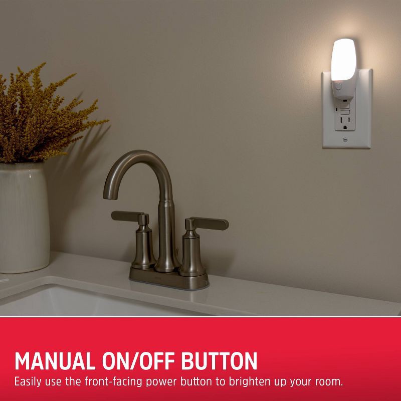 slide 3 of 9, Energizer Manual LED Nightlight: Plug-In Wall Light with On/Off Switch, ETL Listed, 30,000 Hour Bulb Life, White, 1 ct