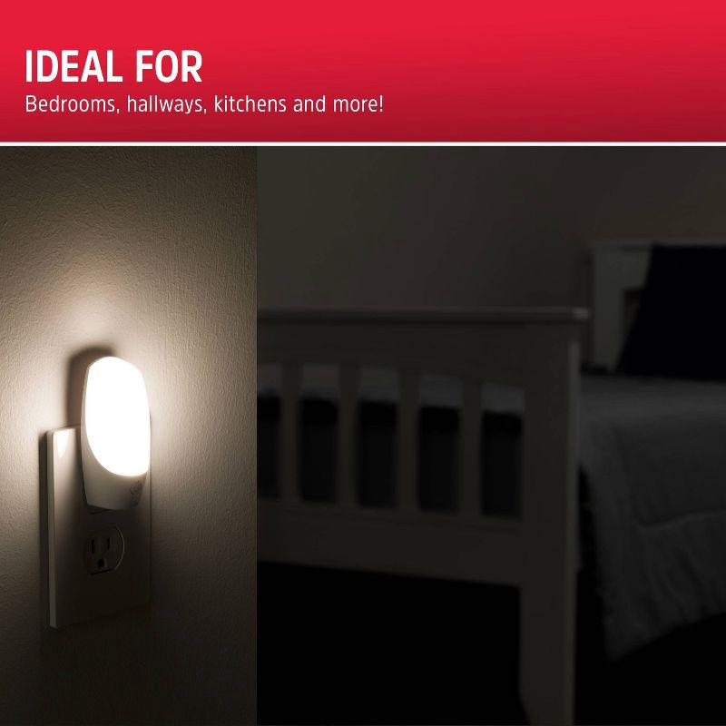 slide 6 of 10, Energizer Manual LED Nightlight: Plug-In Wall Light with On/Off Switch, ETL Listed, 30,000 Hour Bulb Life, White, 1 ct