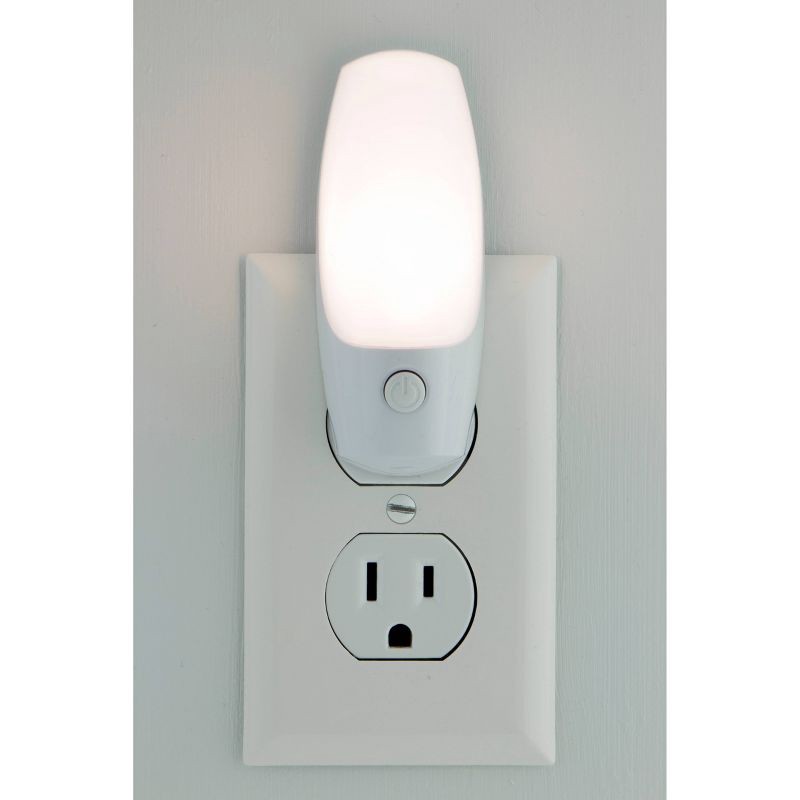 slide 8 of 9, Energizer Manual LED Nightlight: Plug-In Wall Light with On/Off Switch, ETL Listed, 30,000 Hour Bulb Life, White, 1 ct