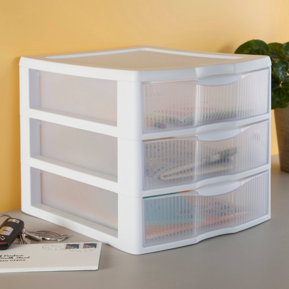 Sterilite 3 Drawer Medium Countertop Unit White with Drawers Clear 1 ct
