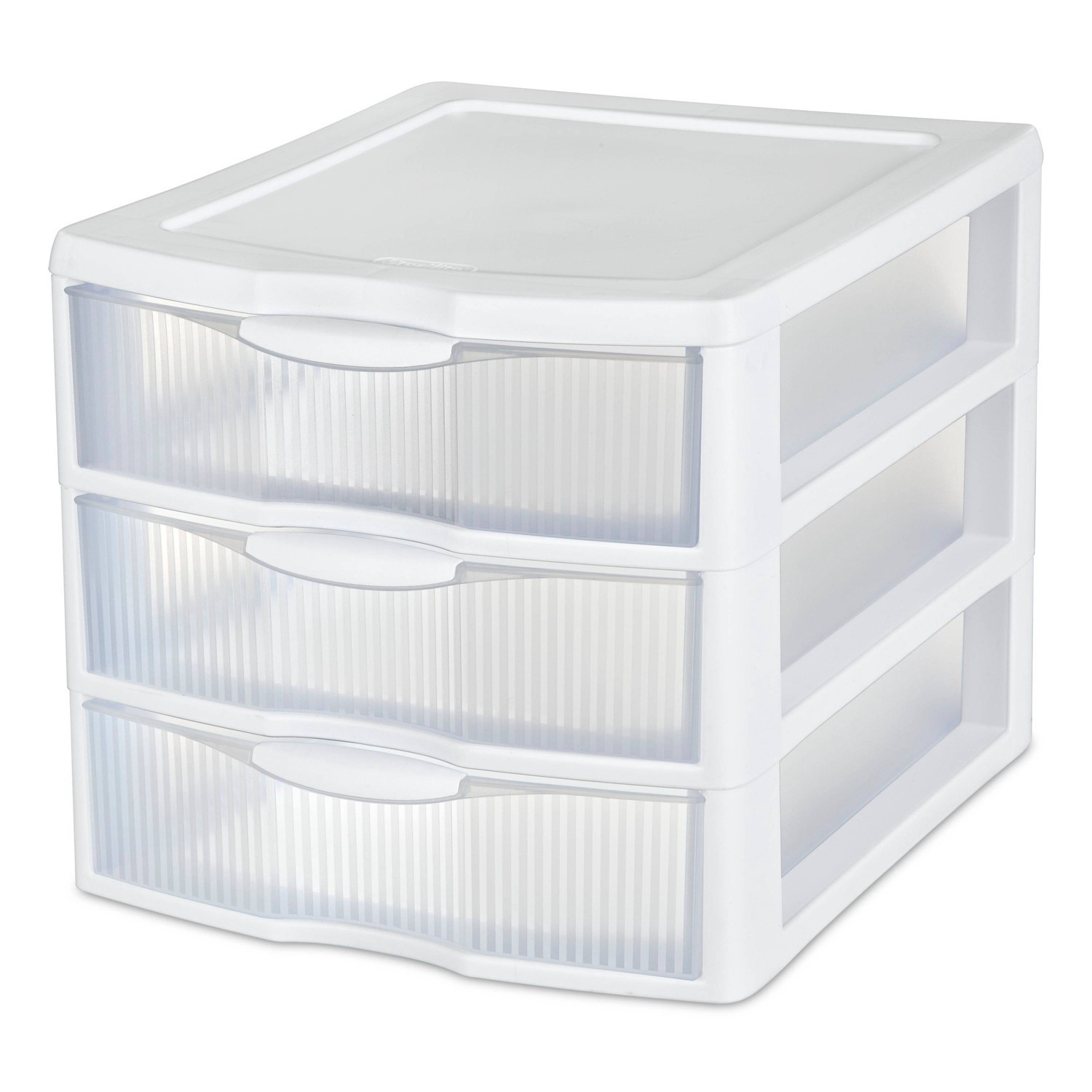 slide 1 of 1, Sterilite 3 Drawer Medium Countertop Unit White with Drawers Clear, 1 ct