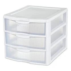 Sterilite 3 Drawer Medium Countertop Unit White with Drawers Clear