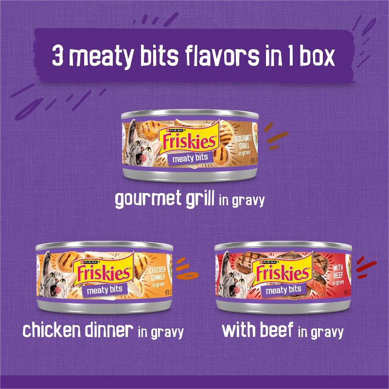 slide 4 of 9, Purina Friskies Meaty Bits Gourmet Grill, Chicken & Beef Wet Cat Food - 5.5oz/24ct Variety Pack, 24 ct; 5.5 oz