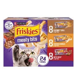 Purina Friskies Meaty Bits Gourmet Grill, Chicken & Beef Wet Cat Food - 5.5oz/24ct Variety Pack