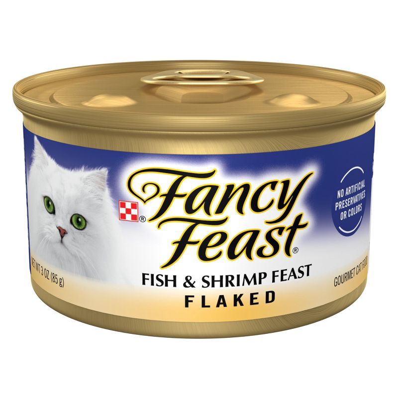 slide 1 of 9, Purina Fancy Feast Flaked Gourmet Wet Cat Food Fish & Shrimp Feast - 3oz, 3 oz