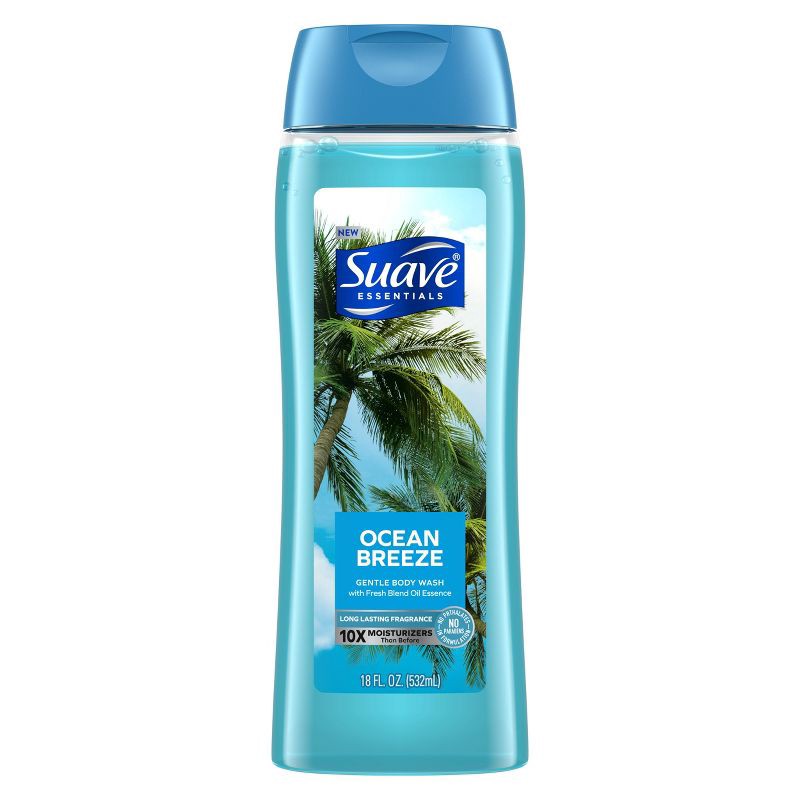 slide 3 of 6, Suave Essentials Ocean Breeze Refreshing Body Wash Soap for All Skin Types - 18 fl oz, 18 fl oz