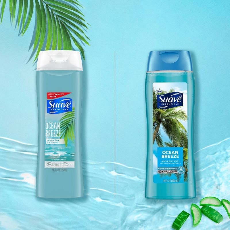 slide 4 of 6, Suave Essentials Ocean Breeze Refreshing Body Wash Soap for All Skin Types - 18 fl oz, 18 fl oz