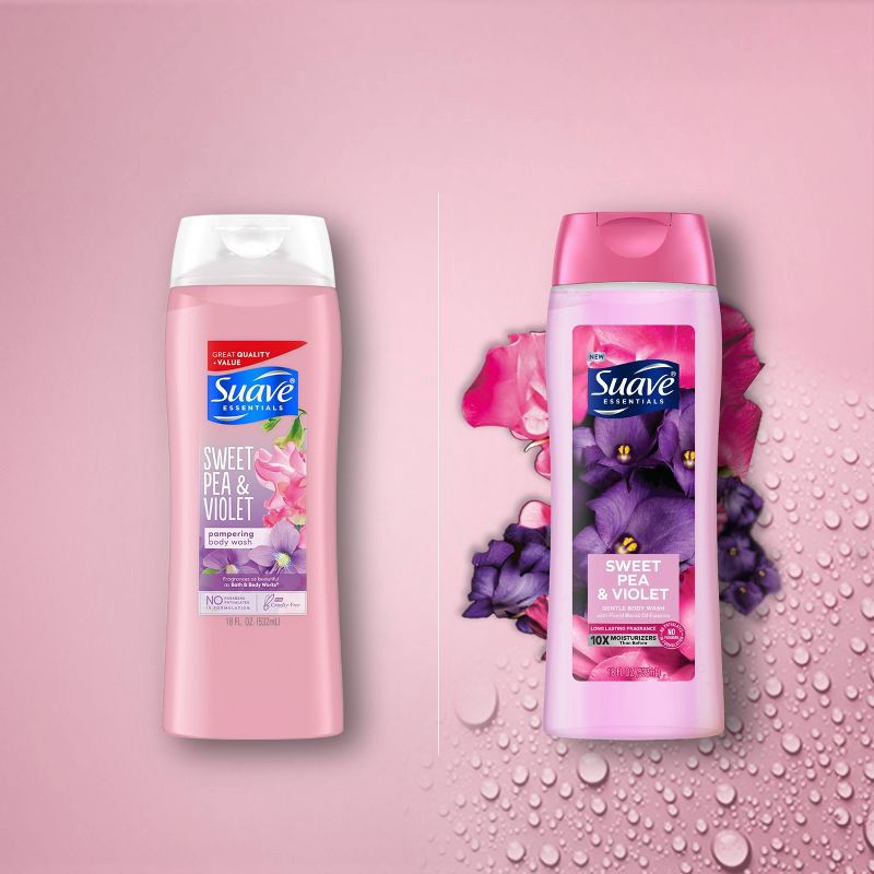 slide 4 of 6, Suave Essentials Sweet Pea & Violet Hydrating Body Wash Soap for All Skin Types - 18 fl oz, 18 fl oz
