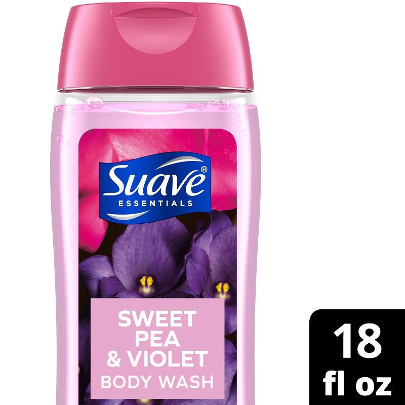 slide 1 of 6, Suave Essentials Sweet Pea & Violet Hydrating Body Wash Soap for All Skin Types - 18 fl oz, 18 fl oz