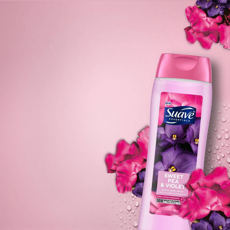 slide 5 of 6, Suave Essentials Sweet Pea & Violet Hydrating Body Wash Soap for All Skin Types - 18 fl oz, 18 fl oz