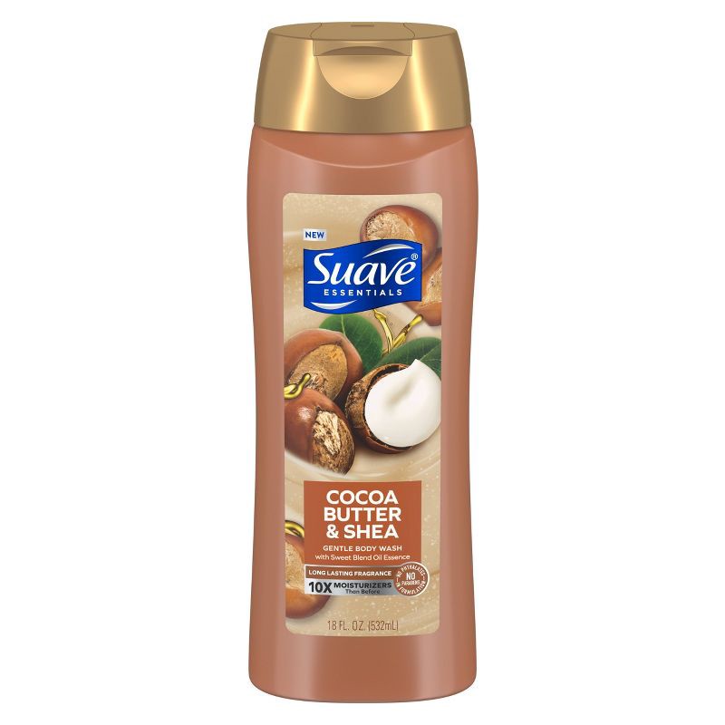 slide 4 of 6, Suave Essentials Cocoa Butter & Shea Creamy Body Wash Soap for All Skin Types - 18 fl oz, 18 fl oz