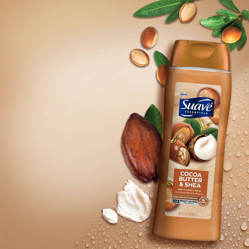 slide 5 of 6, Suave Essentials Cocoa Butter & Shea Creamy Body Wash Soap for All Skin Types - 18 fl oz, 18 fl oz