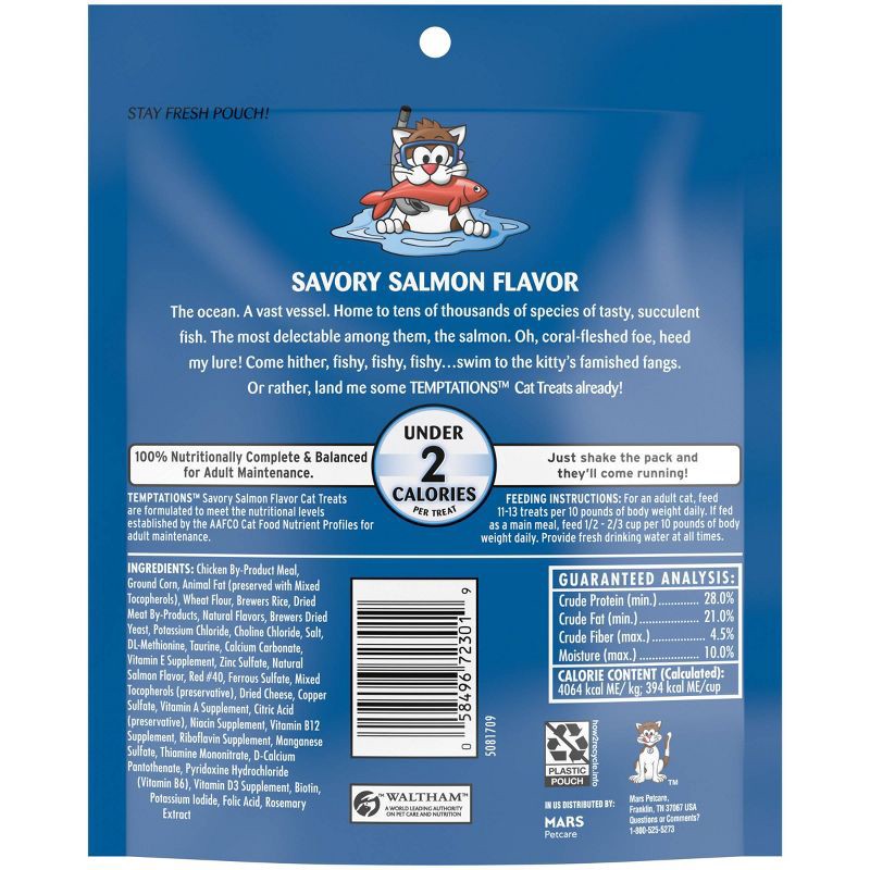slide 2 of 10, Temptations Classic Savory Seafood and Salmon Flavor Crunchy Cat Treats - 6.3oz, 6.3 oz