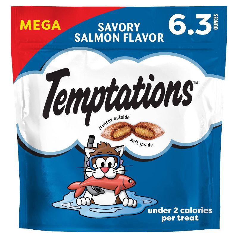 slide 1 of 10, Temptations Classic Savory Seafood and Salmon Flavor Crunchy Cat Treats - 6.3oz, 6.3 oz