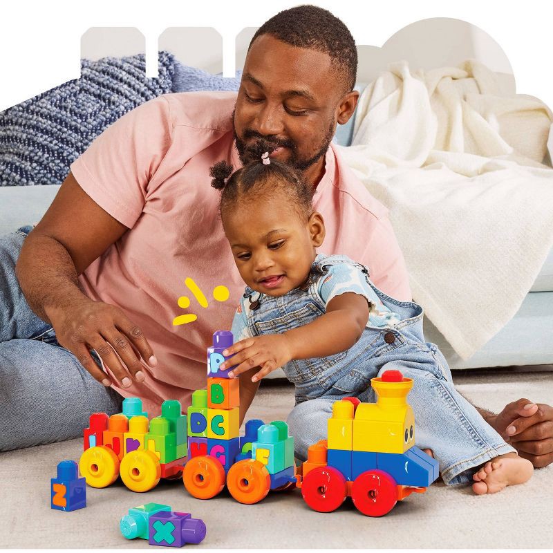 slide 5 of 9, Mega Bloks MEGA ABC Musical Train Preschool Building Block Train Toy with Alphabet Blocks for Learning Letters Plus Real Sounds and Music 50pc, 50 ct