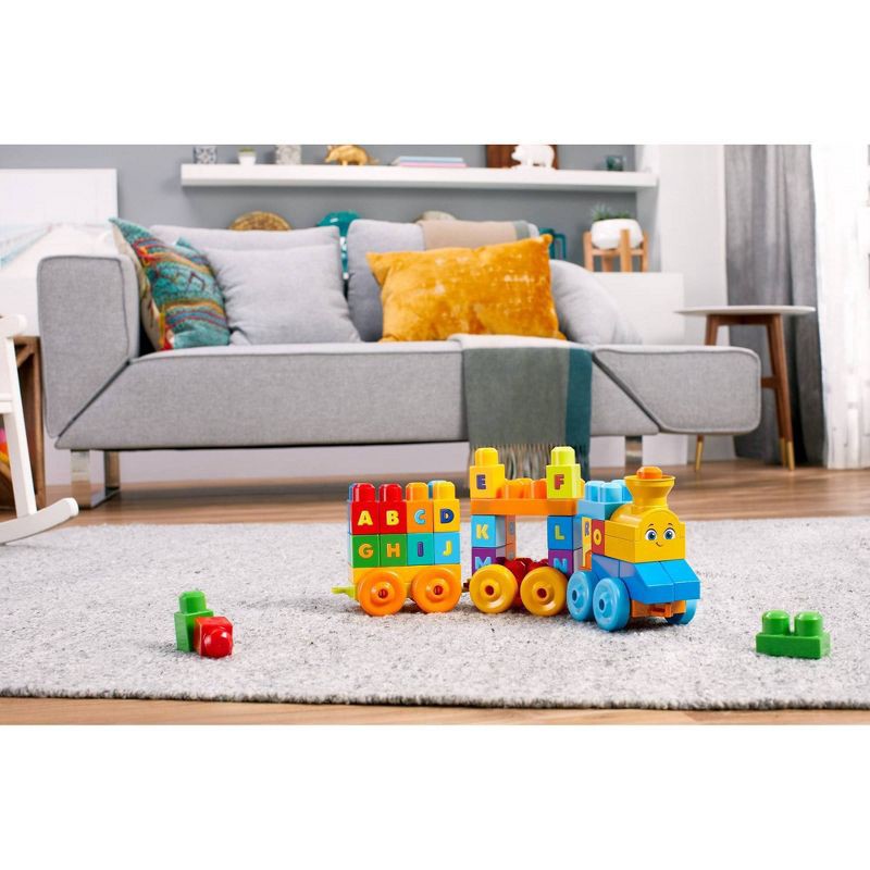 slide 9 of 9, Mega Bloks MEGA ABC Musical Train Preschool Building Block Train Toy with Alphabet Blocks for Learning Letters Plus Real Sounds and Music 50pc, 50 ct