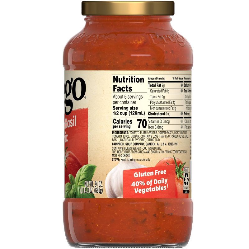 slide 8 of 10, Prego Pasta Sauce Italian Tomato Sauce with Basil & Garlic - 24oz, 24 oz