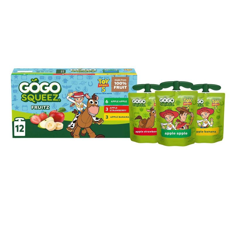 slide 1 of 8, GoGo SqueeZ No Sugar Added Applesauce and Fruit Puree Apple Banana & Strawberry Variety Pack - 3.2oz/12ct, 12 ct; 3.2 oz