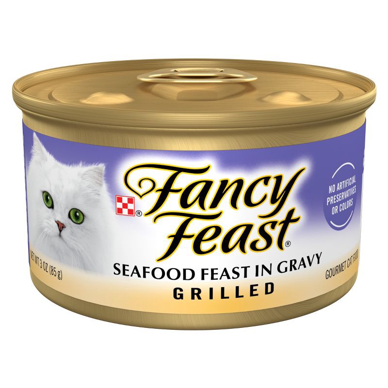 slide 1 of 5, Purina Fancy Feast Grilled Gourmet Wet Cat Food Seafood Feast In Gravy - 3oz, 3 oz