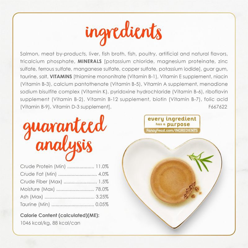 slide 6 of 9, Purina Fancy Feast Grain Free Classic Paté Fish, Seafood and Salmon Flavor Wet Cat Food - 3oz, 3 oz