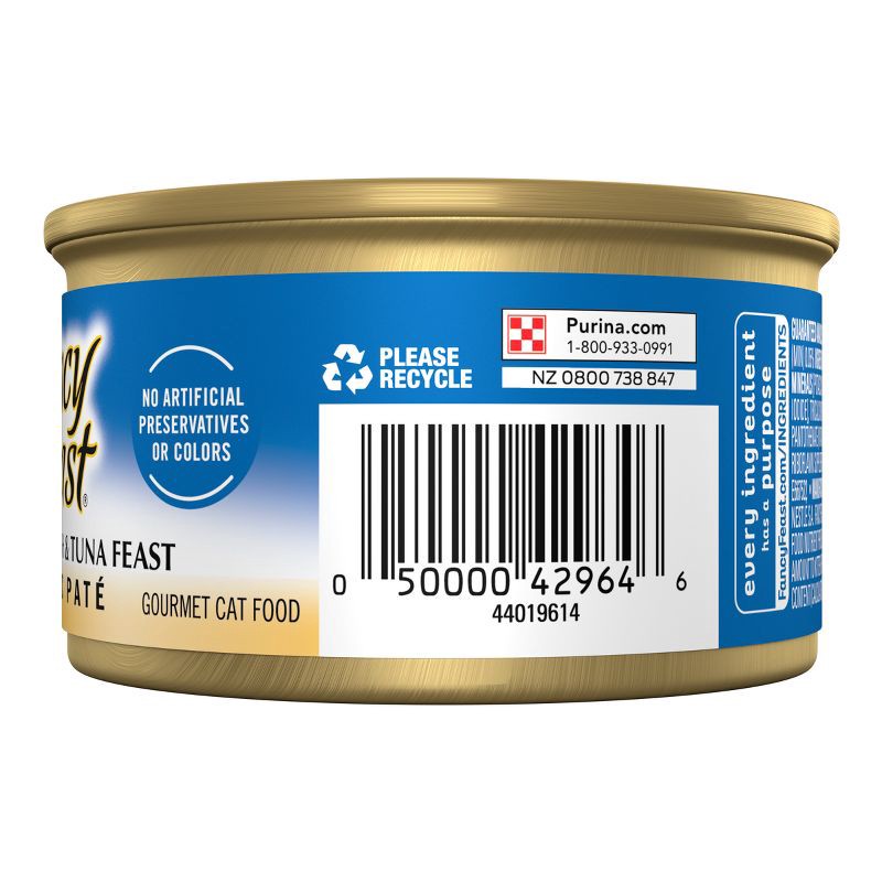 slide 5 of 5, Purina Fancy Feast Grain Free Classic Paté Ocean White Fish and Tuna Flavor Wet Cat Food - 3oz, 3 oz