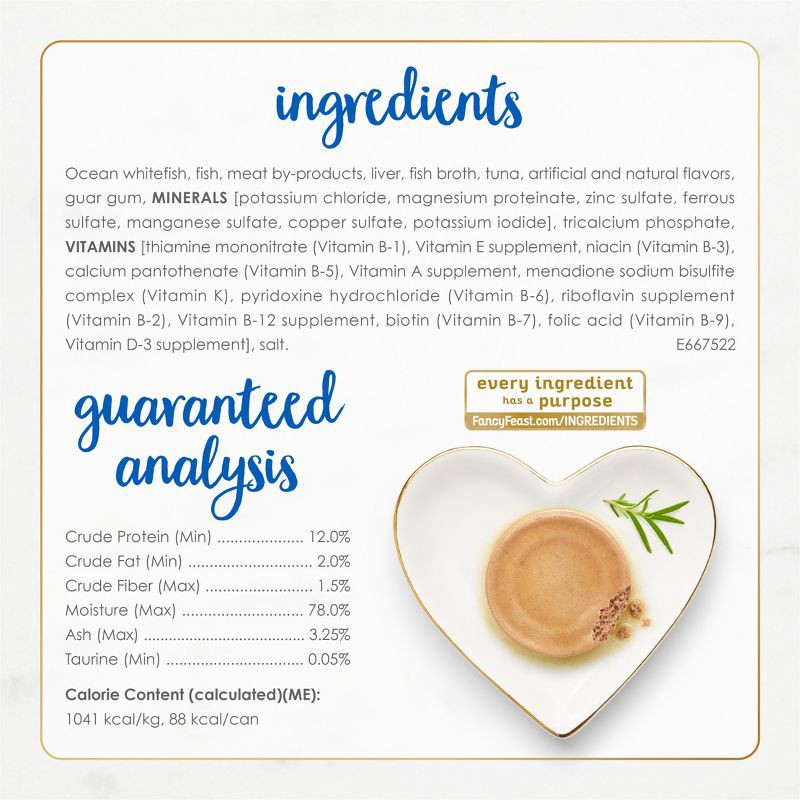 slide 6 of 9, Purina Fancy Feast Grain Free Classic Paté Ocean White Fish and Tuna Flavor Wet Cat Food - 3oz, 3 oz