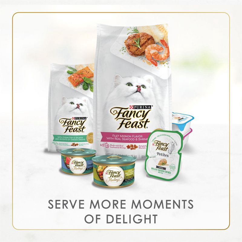 slide 7 of 9, Purina Fancy Feast Classic Paté Gourmet Wet Cat Food Salmon, Fish & Shrimp Feast - 3oz, 3 oz